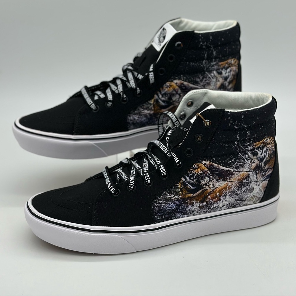 Black High-Top Sneakers with Tiger Design